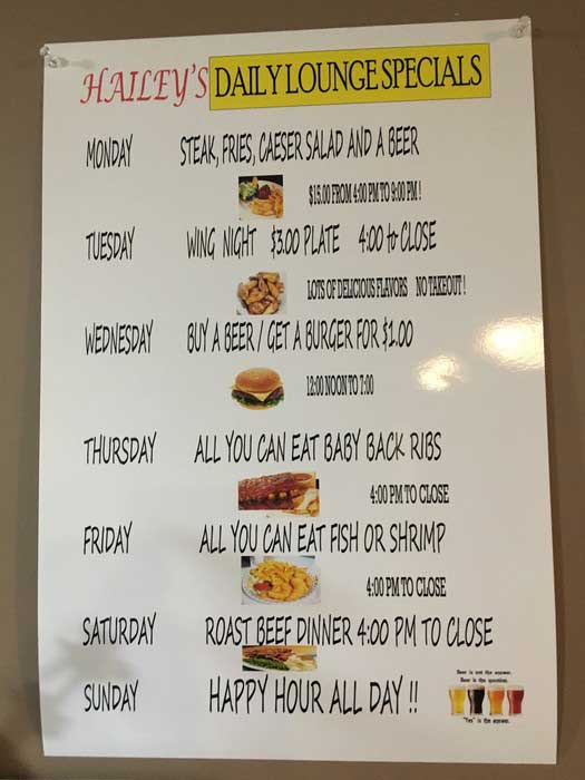 Hailey s Restaurant Daily Specials North Battleford SK Hailey s 